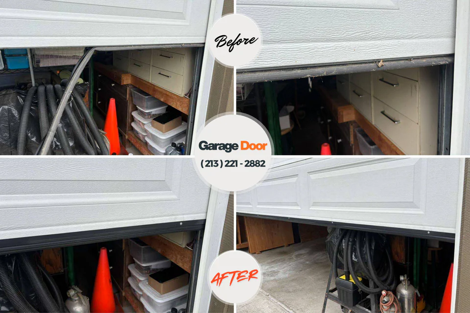 Before and after: garage door installation James City, NC